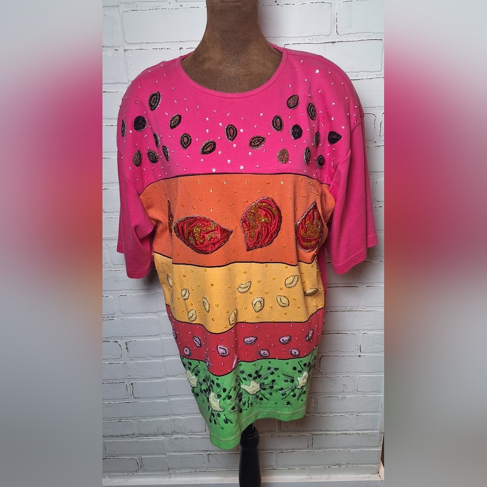 Vtg Tunic Sweatshirt Cedars Embellished Sequins VINTAGE